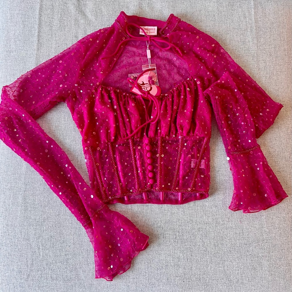 Dyspnea vampress bodice corset top in fuschia